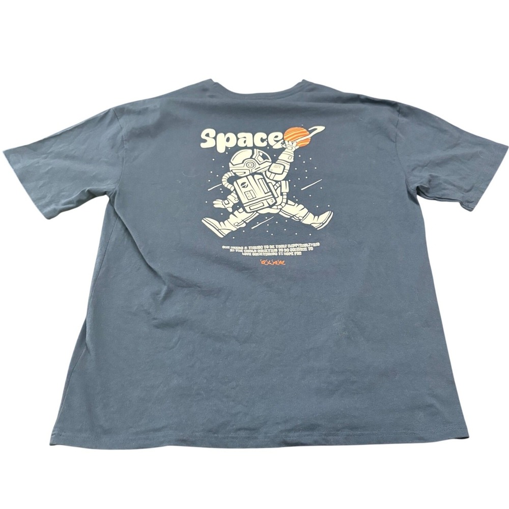 Aelfric Eden Space Astronaut Graphic T Shirt Blue Streetwear Cotton XL Mens